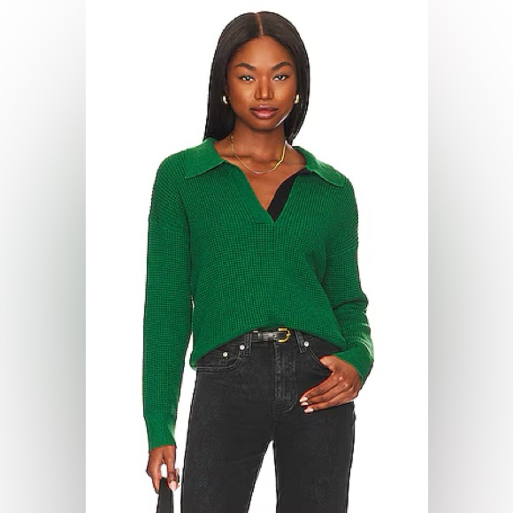 Monrow Waffle Knit Polo Sweater